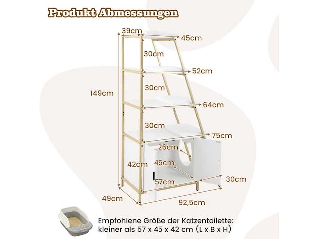 Witte grote kattenbak met mat - afbeelding 5 van  6