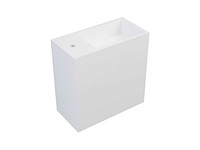 Witte hangende wasbak op een massief oppervlak met nis - kranen links - 40 cm - afbeelding 3 van  8