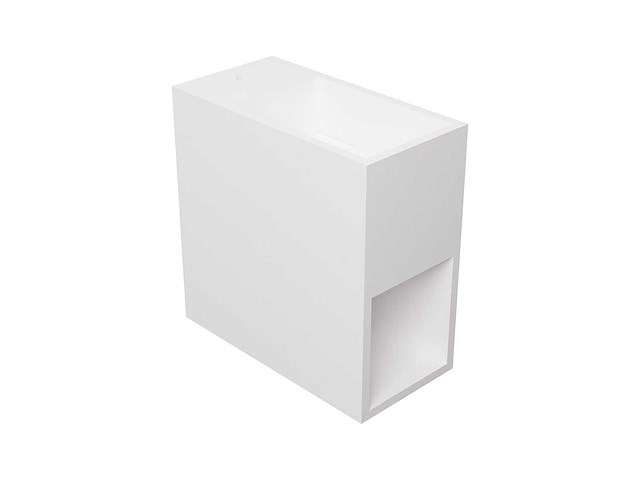 Witte hangende wasbak op een massief oppervlak met nis - kranen links - 40 cm - afbeelding 4 van  8