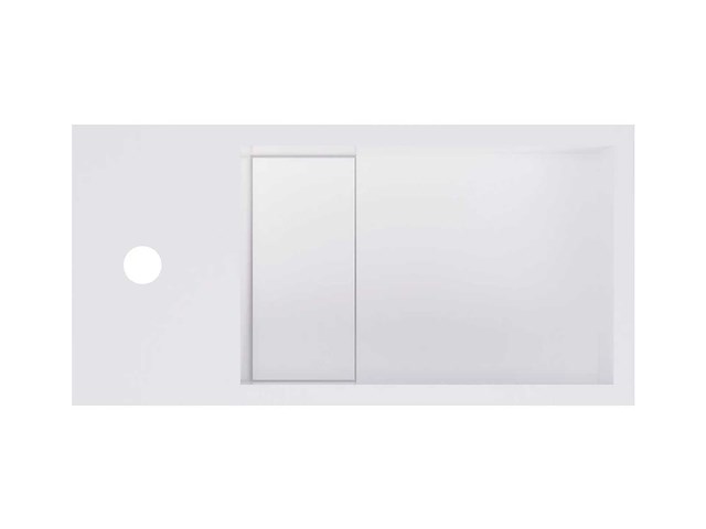 Witte hangende wasbak op een massief oppervlak met nis - kranen links - 40 cm - afbeelding 5 van  8