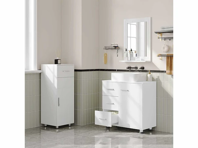 Witte kaptafel 60 x 30 x 60 cm met 3 grote lades - afbeelding 1 van  5