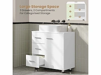Witte kaptafel 60 x 30 x 60 cm met 3 grote lades - afbeelding 4 van  5