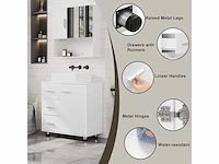Witte kaptafel 60 x 30 x 60 cm met 3 grote lades - afbeelding 5 van  5