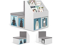 Witte kinderboekenkast met grijze zitplaats 97x67x78 cm - afbeelding 7 van  9