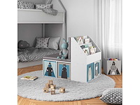 Witte kinderboekenkast met grijze zitplaats 97x67x78 cm - afbeelding 1 van  9