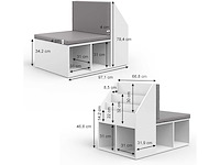 Witte kinderboekenkast met grijze zitplaats 97x67x78 cm - afbeelding 3 van  9