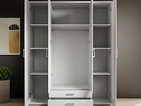 Witte kledingkast daniela 160cm met 4 deuren en spiegel - afbeelding 4 van  7