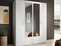 Witte kledingkast daniela 160cm met 4 deuren en spiegel - afbeelding 7 van  7