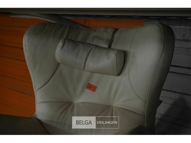 Witte lederen retro draaizetel - afbeelding 2 van  4