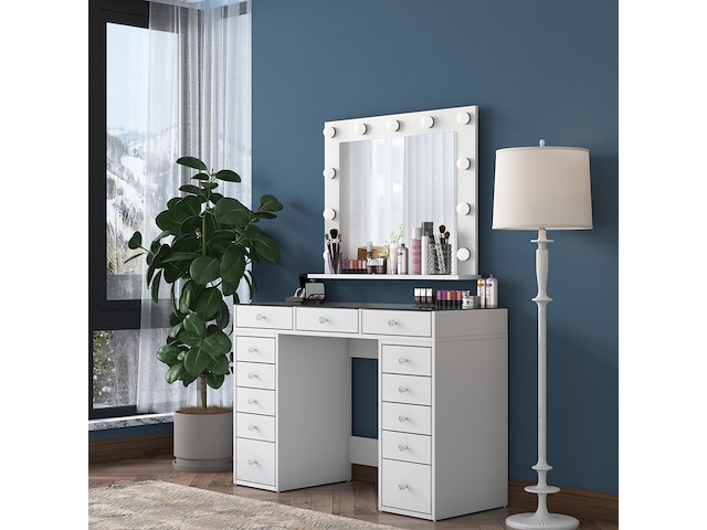 Witte make-uptafel bj118 - 100% melamine - afbeelding 2 van  8