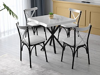 Witte melamine gecoate eettafel met metalen poten - afbeelding 1 van  3