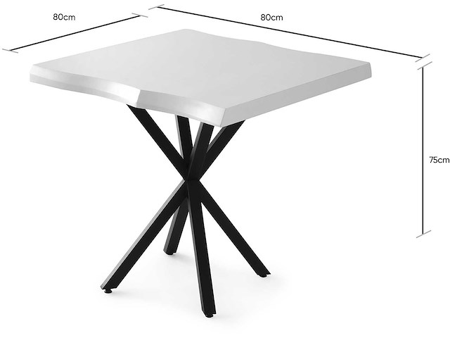 Witte melamine gecoate eettafel met metalen poten - afbeelding 3 van  3