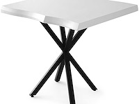 Witte melamine gecoate eettafel met metalen poten - afbeelding 2 van  3
