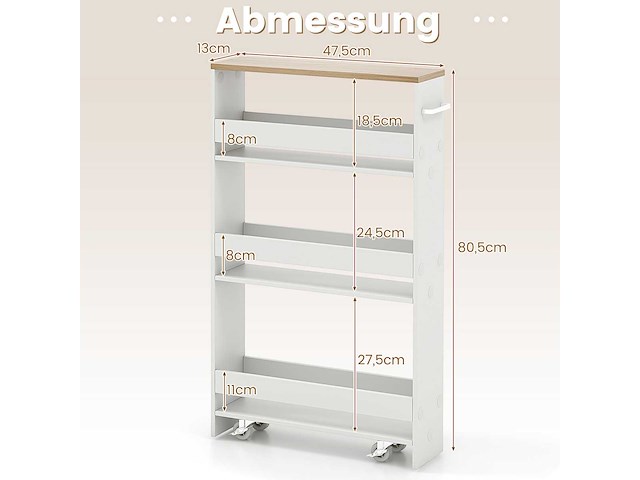 Witte metalen keukenkar - afbeelding 3 van  4