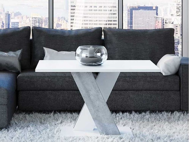 Witte salontafel met betonnen poten x 120/60/60 cm - afbeelding 1 van  7