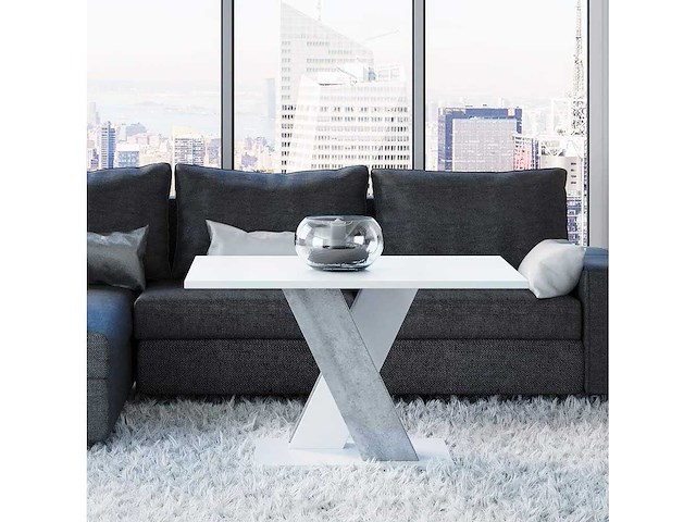 Witte salontafel met betonnen poten x 120/60/60 cm - afbeelding 2 van  7