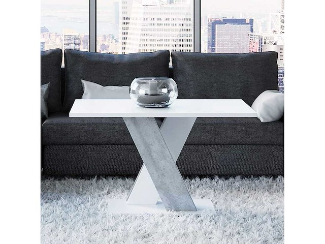 Witte salontafel met betonnen poten x 120/60/60 cm - afbeelding 5 van  7