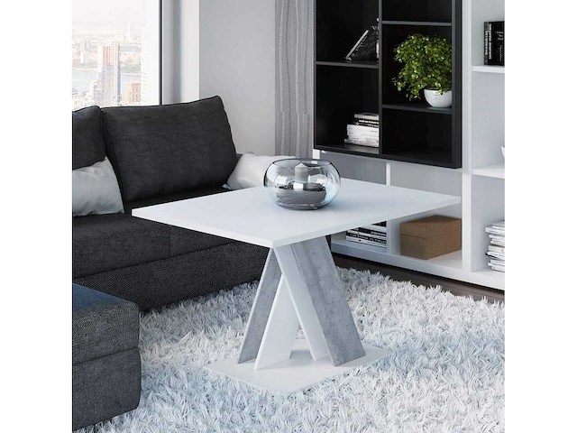 Witte salontafel met betonnen poten x 120/60/60 cm - afbeelding 6 van  7