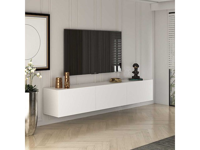 Witte tv-standaard, 150 cm x 30 cm x 32 cm - afbeelding 2 van  7