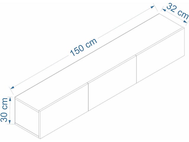 Witte tv-standaard, 150 cm x 30 cm x 32 cm - afbeelding 6 van  7