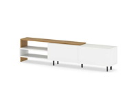 Witte tv-standaard voor 80-inch tv met planken