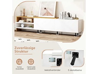 Witte tv-standaard voor 80-inch tv met planken - afbeelding 2 van  6