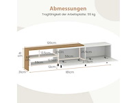 Witte tv-standaard voor 80-inch tv met planken - afbeelding 3 van  6