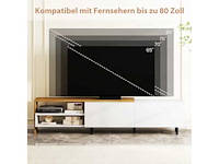 Witte tv-standaard voor 80-inch tv met planken - afbeelding 5 van  6