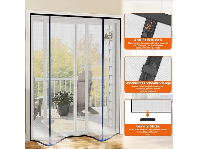Wochitv vliegengaas voor deur, magnetisch, 140 x 212 cm - afbeelding 3 van  4