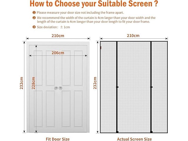 Wochitv vliegengaas voor deur, magnetisch, 140 x 212 cm - afbeelding 2 van  3
