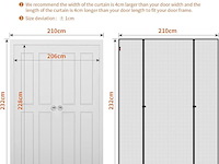 Wochitv vliegengaas voor deur, magnetisch, 140 x 212 cm - afbeelding 2 van  3