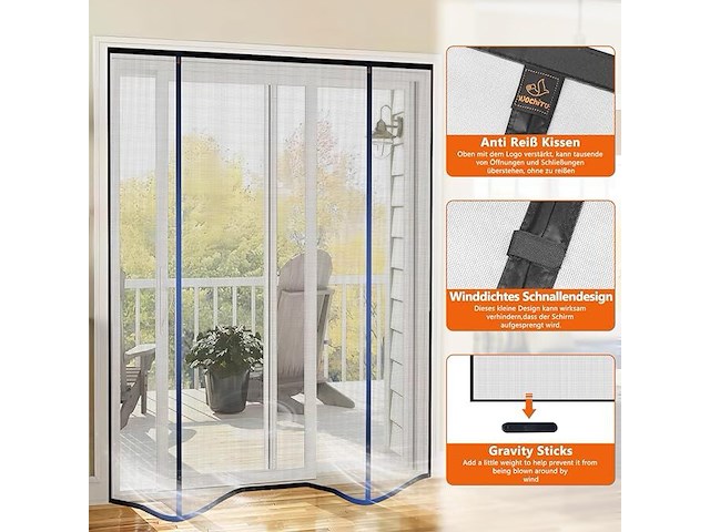 Wochitv vliegengaas voor deur, magnetisch, 140 x 212 cm - afbeelding 3 van  3
