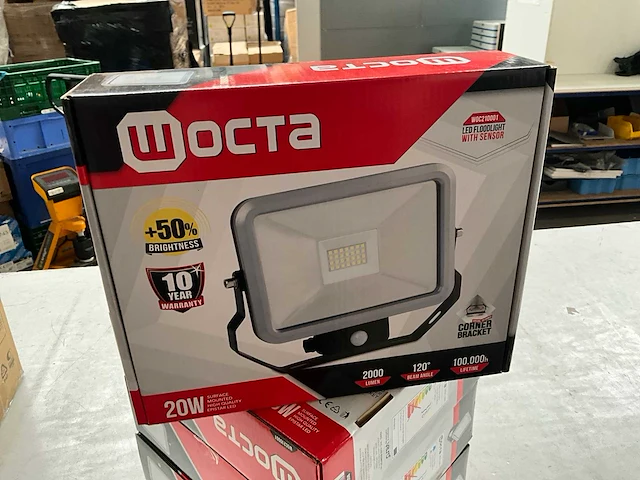 Wocta bouwlamp led kantelbaar met bewegingsmelder 20w 2000 lumen (8x) - afbeelding 3 van  4