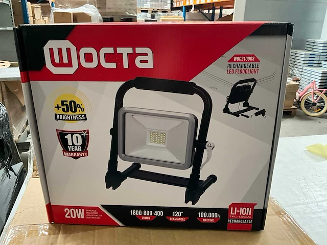 Wocta bouwlamp led kantelbaar op accu 20w 400/800/400 lumen (5x) - afbeelding 2 van  4