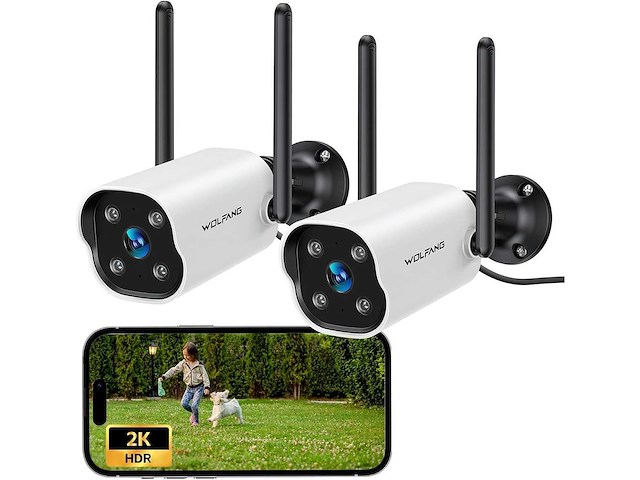 Wolfang bewakingscamera voor buiten, 2k 3mp set van 2 - afbeelding 1 van  3