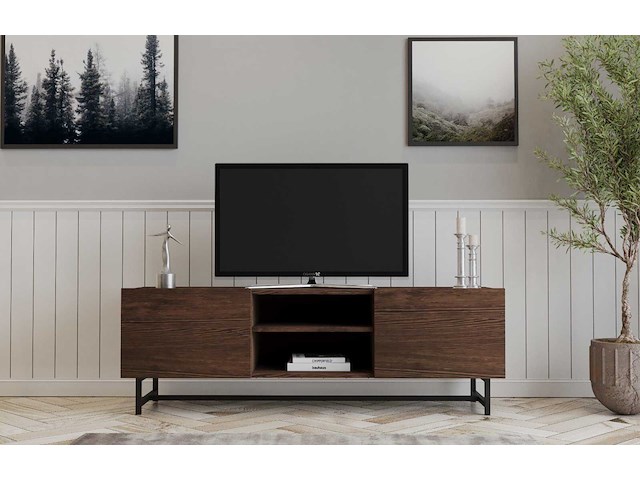 Wood tv-standaard | metalen frame | walnoot - afbeelding 1 van  4