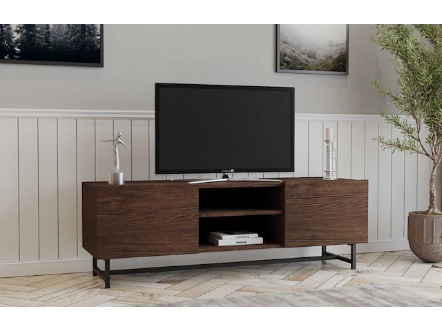 Wood tv-standaard | metalen frame | walnoot - afbeelding 2 van  4
