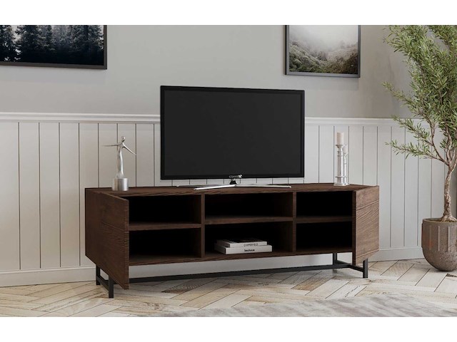Wood tv-standaard | metalen frame | walnoot - afbeelding 3 van  4