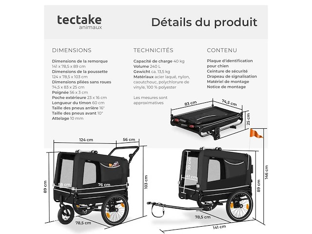 Woofrider dog bike trailer zwart (x2) - afbeelding 8 van  9