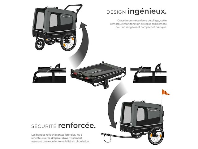 Woofrider hondenfietstrailer grijs (x2) - afbeelding 4 van  10