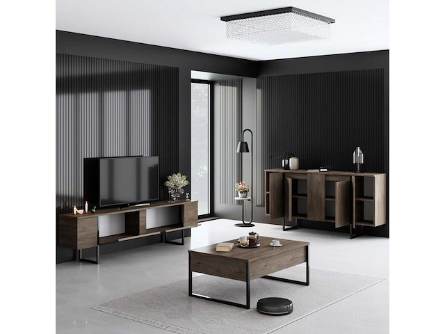 Woonkamermeubelset - 2 delen in zwarte walnoot - afbeelding 5 van  14