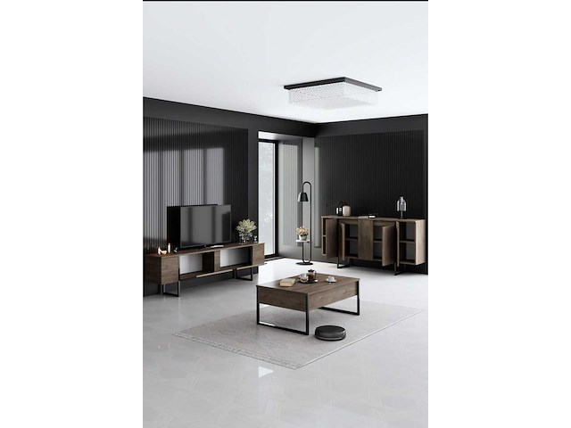 Woonkamermeubelset - 2 delen in zwarte walnoot - afbeelding 12 van  14