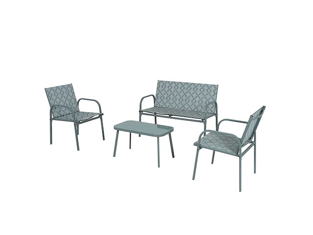 Woonkamermeubelset, 2 stoelen, een bank en tafel met 4 stukken glazen bovenblad. - afbeelding 3 van  5
