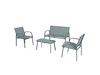 Woonkamermeubelset, 2 stoelen, een bank en tafel met 4 stukken glazen bovenblad. - afbeelding 3 van  5