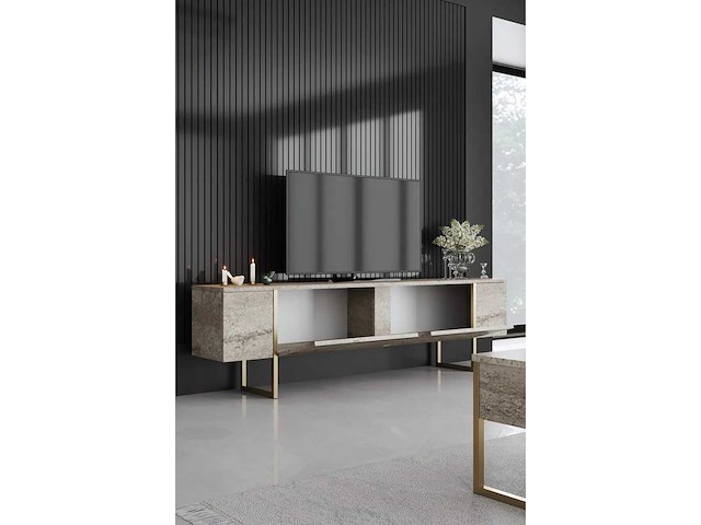 Woonkamermeubelset met tv-meubel, salontafel en ladekast van travertijn - afbeelding 7 van  12