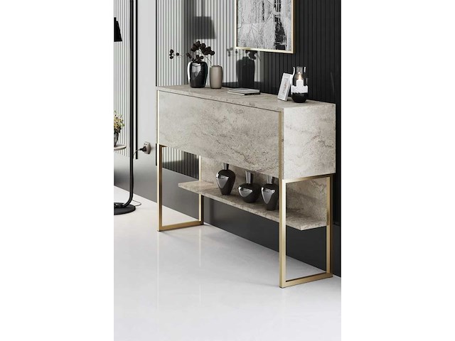 Woonkamermeubelset met tv-meubel, salontafel en ladekast van travertijn - afbeelding 8 van  12