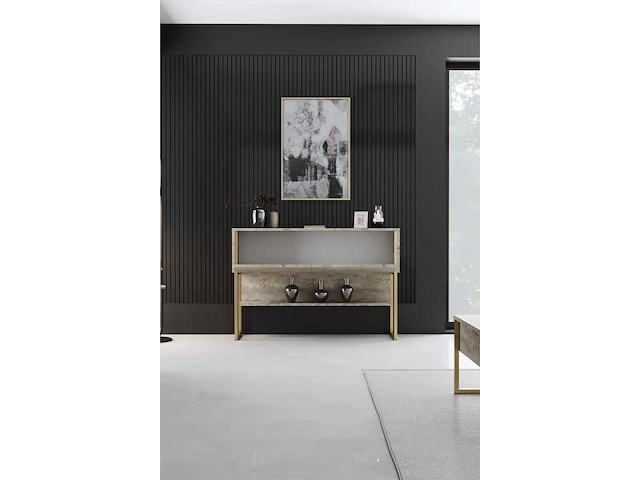 Woonkamermeubelset met tv-meubel, salontafel en ladekast van travertijn - afbeelding 9 van  12