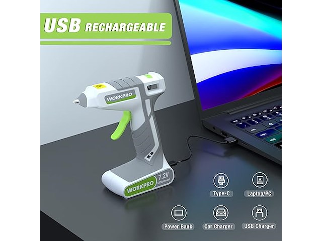 Workpro 7,2 v draadloos lijmpistool - afbeelding 2 van  5