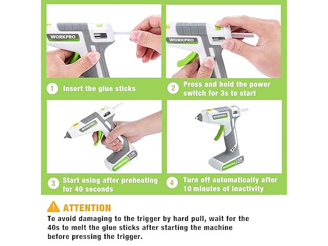 Workpro 7,2 v draadloos lijmpistool - afbeelding 4 van  5
