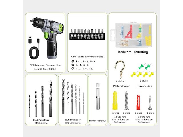 Workpro 8v accuschroevendraaier set - afbeelding 2 van  5
